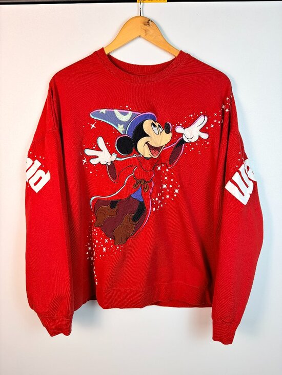 Disney Tops - Walt Disney World Sorcerer Mickey Mouse Red Pullover Sweatshirt Adult Size 1X